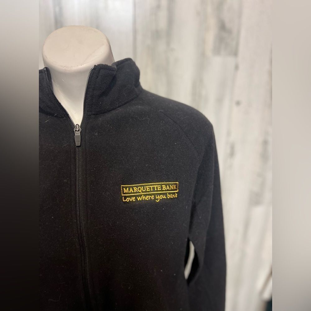 Lands’ End Outfitters Black Fleece Full Zip Jacket XL – Marquette Bank Logo - Picture 5 of 5
